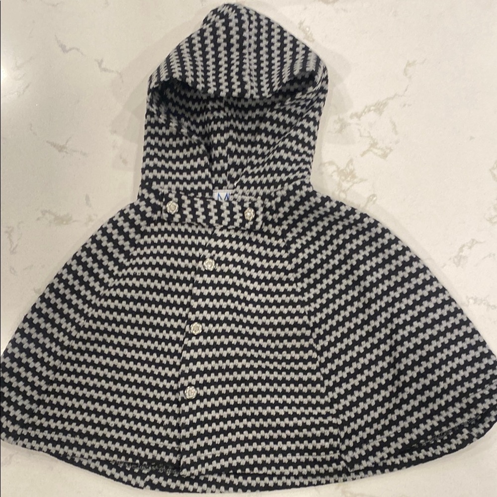 Kids Black and White Hooded Cape